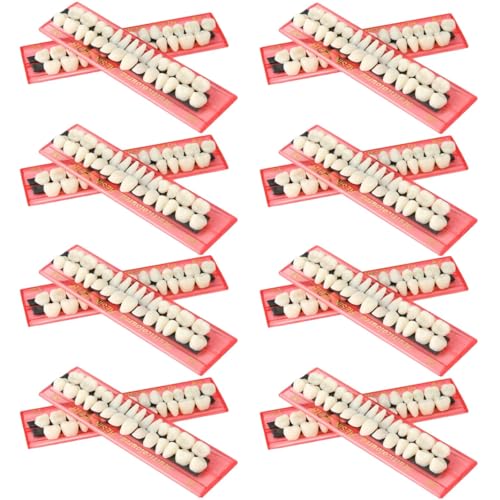 Image of Nuanchu 560 Pcs False Teeth Acrylic Resin, 20 Set A2 Shade Denture Teeth Replacement Kit Solid Synthetic Polymer Fake Tooth for Halloween Horror Props DIY Costume Dental Teaching Model