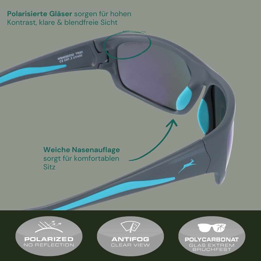 Gamswild WS4035 Sonnenbrille polarisiert GAMSSTYLE Fahrradbrille Skibrille Sportbrille Damen Herren Unisex | grau | schwarz| blau |