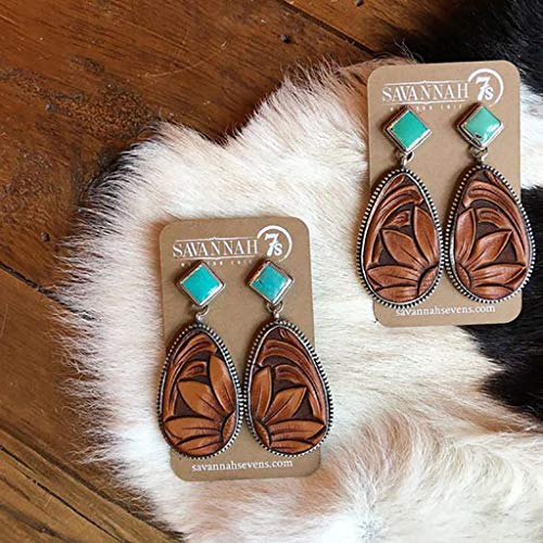 Hoop Earrings Dangle Wedding Vintage Turquoise Earrings Drop Boho Engagement Hooks Gemstone Earrings Jewelry For Women (Brown, One Size), Turquoise,Brown #TOP4