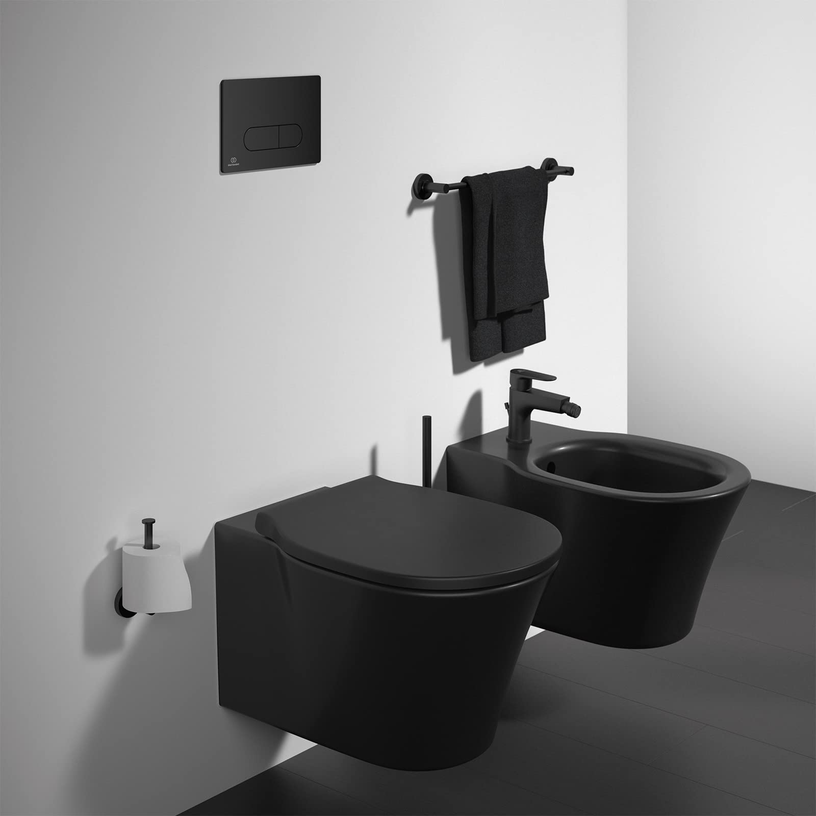 Ideal Standard - IOM Portarotolo di cortesia per installazione a pareta, Nero Seta