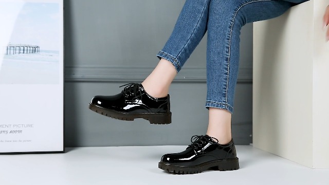 Amazon.com | XMM Oxford Shoes for Women Lace up Flats Leather