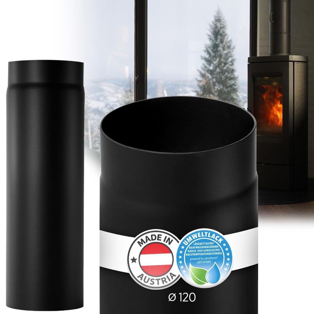 BERTRAMS Ofenrohr 50 cm Ø 120 mm Schwarz, Senotherm UHT-Hydro