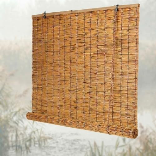 Estores Enrollables Sin Taladrar de Caña Natural, Persianas Enrollables Exterior e Interior, 40 55 65 85 95 115 cm Cortinas Exterior Privacidad para Terraza Cocina Jardín