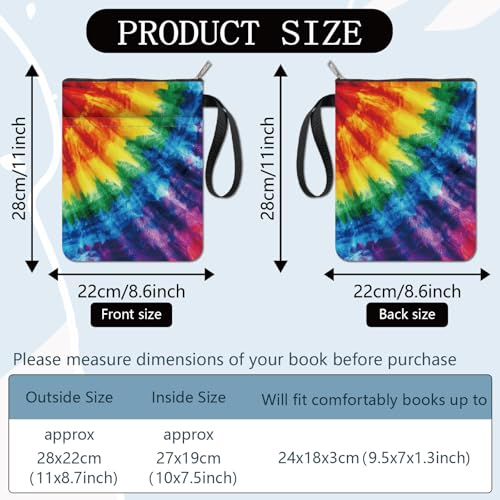 CRASPIRE Rainbow Colored Book Sleeve Protector with Zipper Waterproof Canvas Pouch Double-Sided Covers for Book Lovers Hardcover Notebook Bible Journal Textbooks Paperbacks Student Gift 11 x 8.66 Inch - Image 2
