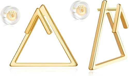 MYEARS Women Earrings Gold Stud 14K Gold Filled Small Simple Handmade Hypoallergenic Everyday Jewelry