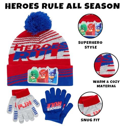 Image of PJ Masks Winter Hat and 2 Pair of Gloves or Mittens Set (Age 2-7)