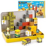 Aywewii Travel Magnetic Blocks 45 PCS Travel Toys for Kids Ages 3-5, Magnet Building Cubes STEM Learning Set with Iron Case - Portable Building Toys for Boys and Girls (Construction Edition 1)