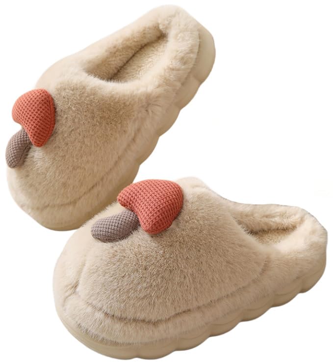 Women's slippers Cute mushroom slippers Lightweight plush slippers Warm winter home slippers Cotton indoor and outdoor shoes
