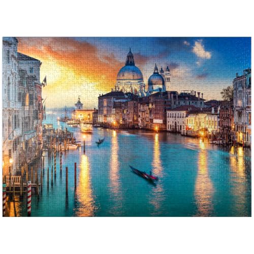 MyPuzzle Grand Canal with Gondola At Sunset Venice Italy - Rompecabezas Premium de 1000 Piezas para Adultos miniatura 1