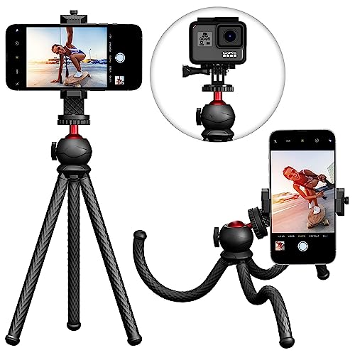 CRENTILA® Tripod Mobile Phone, Camera Portable Flexible Tripods Stand Action Camera Holder for Video Recording Waterproof Tripod for Phone, GoPro, Android, Samsung, Google Pixel & All Smart Phones