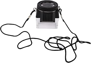 Cylinder Loupe, 10X Square Pocket Size Magnifying Glass Desktop Stand Mini Magnifier Hands Free Magnifying Lens Tool with Lanyard for Reading Jewelry Stamp Coin Collector