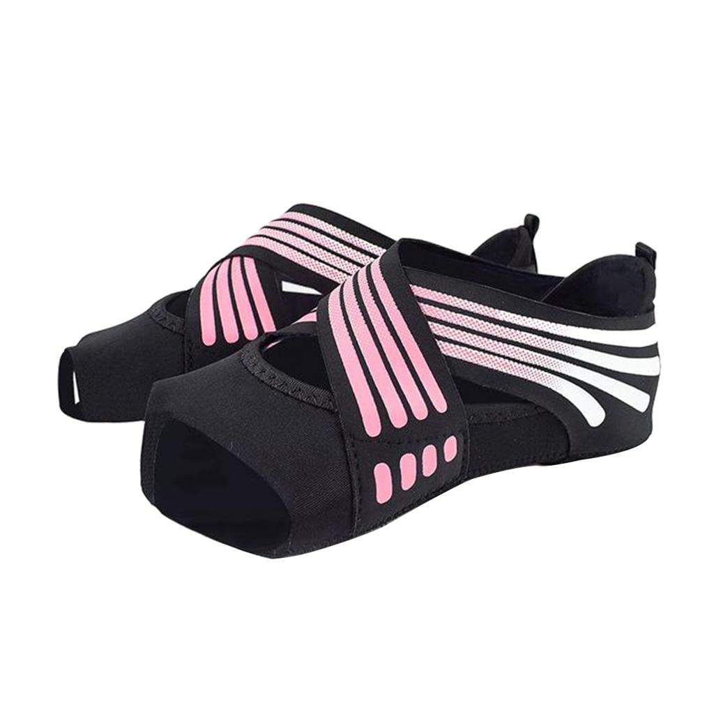 Non Skid Women Barre Yoga Shoes Pilates Grip Socks Flexible Machine Wash Pink L-image-45