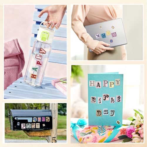 372 Pcs Vintage Letter Stickers, 1 Inch Self-Adhesive Alphabet Number Vinyl Stickers, Waterproof Decorative Stickers for Scrapbooking, Journaling, Laptop, Water Bottles, DIY Crafts (5 Sheets) — view 8