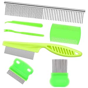 7Pcs Pet Flea Comb Fine Tooth Comb and Pet Stainless Steel Combs for Dogs Cats Pet