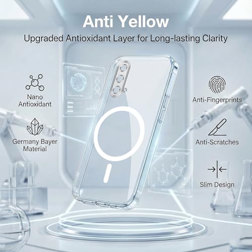 Image of Jkobi Lifetime Anti-Yellow MagSafe Compatible Clear Back Cover Case for OnePlus Nord CE 5G (Sleek Hard Crystal | Shockproof and Camera Protection)
