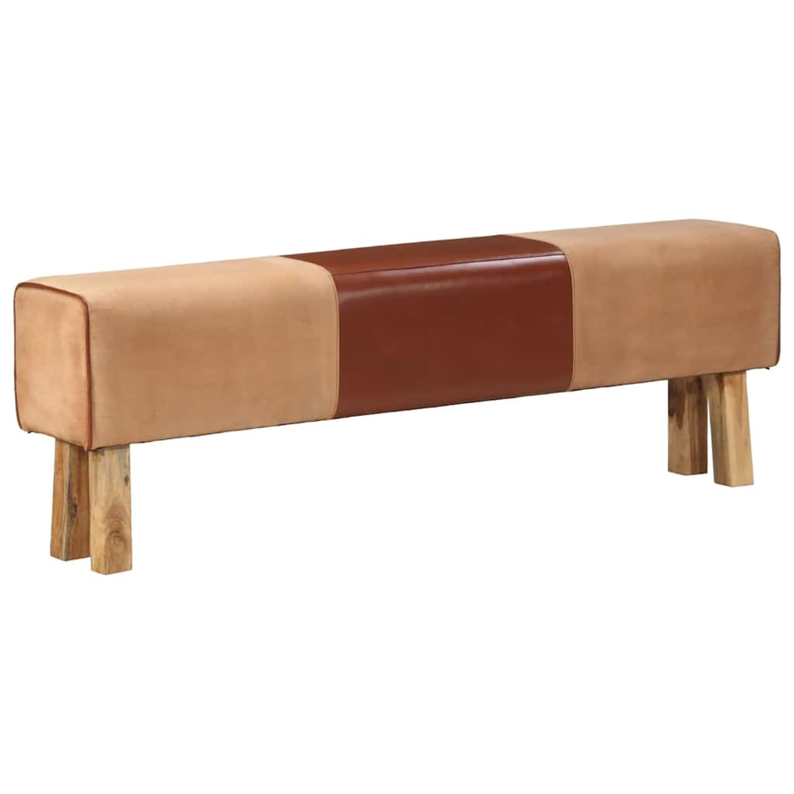 Turnbock-Bank Bank Turnbock Design 160 cm Brązowy Prawdziwa skóra akacja | Powierzchnia siedziska z prawdziwej skóry, masywny stelaż z drewna akacjowego, styl vintage, gruba tapicerka