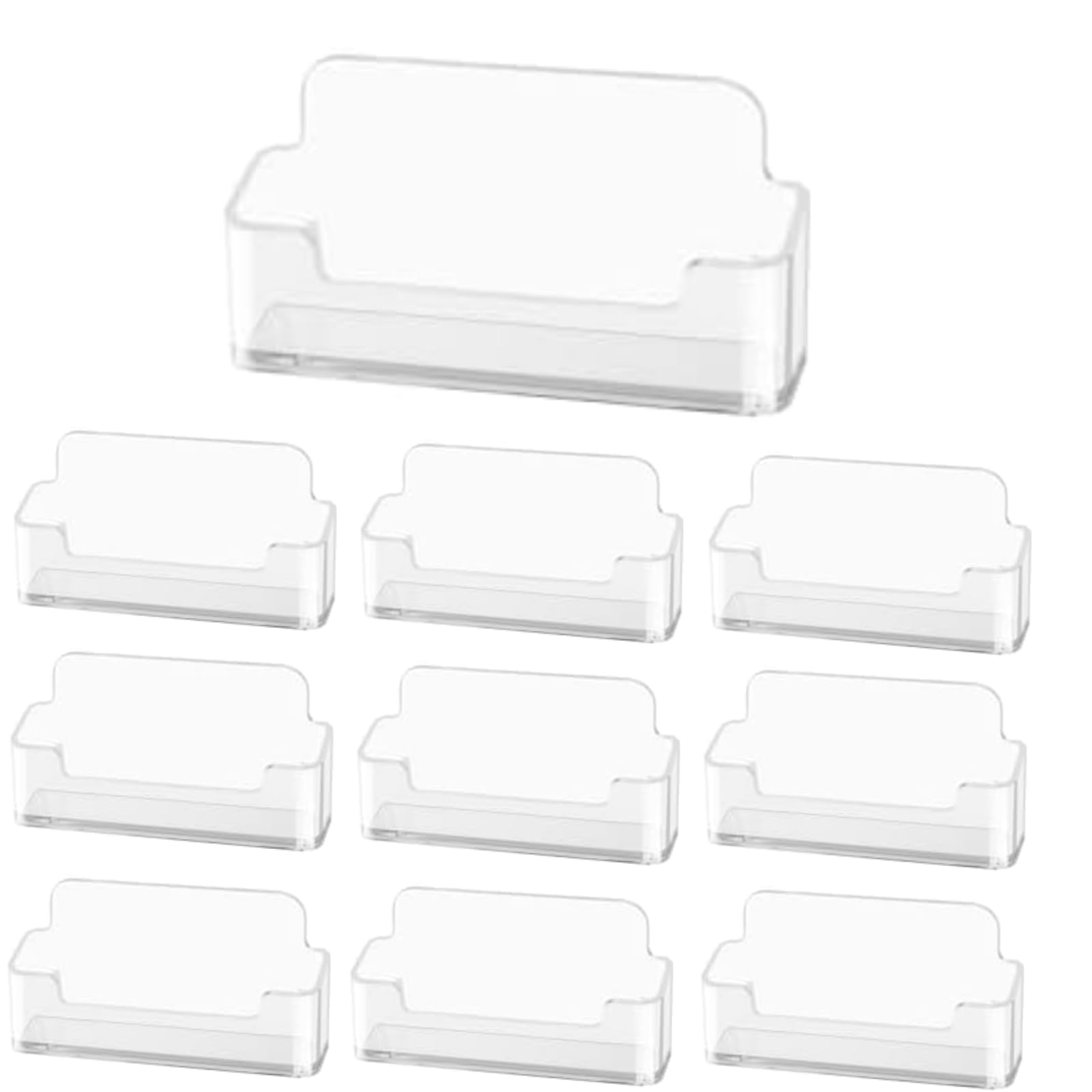 flintronic 10Pcs Transparent Business Card Holder, Acrylic Transparent Business Card Holder, Clear Business Card Hold-er Display Desktop Business Card for Desktop Office, Fits 30-50 Business Cards — image 1