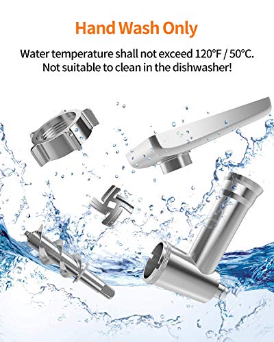 Metal Grinder Attachment for KUPPET & KitchenAid Stand Mixer, Meat Food Grinder Accessories, Sausage Stuffer Attachment Includes 2 Sausage Stuffer Tubes, 2 Grinding Blades, 3 Grinding Plates