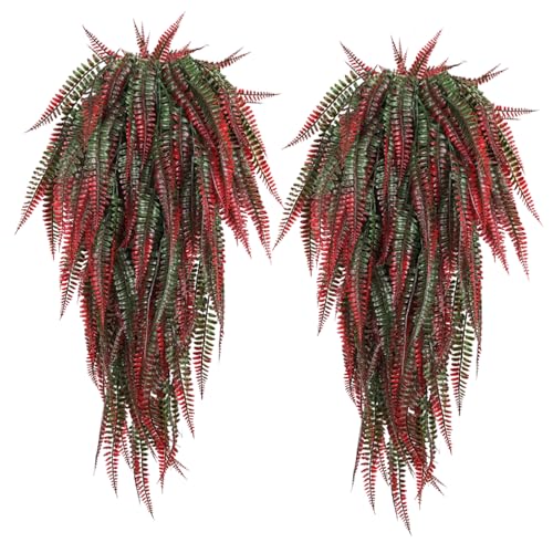 RECUTMS 4 pe&ccedil;as de samambaia artificial de boston, resistente a UV, plantas falsas, folhas de hera...