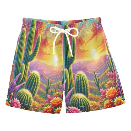 Cactus Desert Sunset Boys Swim Trunks Quick Dry Toddler Swimsuit Boy Bathing Suits Board Shorts Swimwear XL