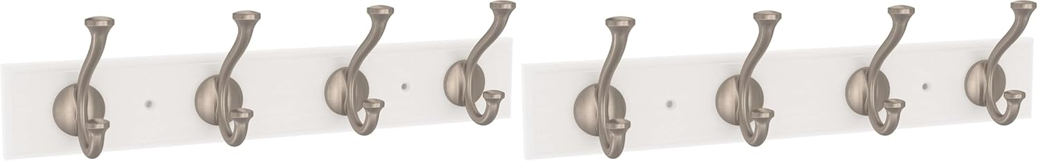 Franklin Brass Casual Farmhouse Wall Mounted Matte Black 16 in. Coat Rack, 4 Matte Nickel Hooks, B48504K-218-C