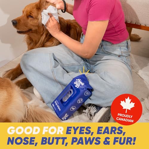 Image of Canada Pet Wipes - 240 Pet Wipes for Paws and Butt, Fur, Ears - Plant-Based Pet Wipes with Aloe Vera, Shea Butter for Puppies, Large Dogs, Cats - 3 x 80 Pack