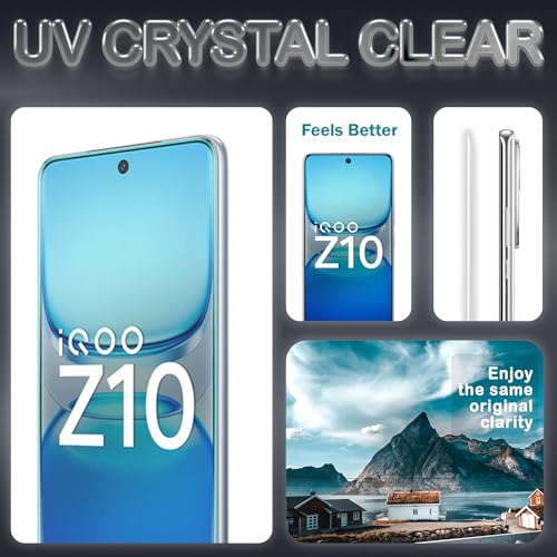 Image of ArmourPro UV Glue Tempered Glass for IQOO Z10 Curved Screen Protector, 9H Anti Scratch, Edge-to-Edge Coverage, HD Clarity, Easy UV Kit with Cable Protector