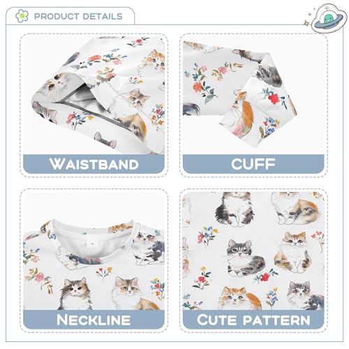 JUNZAN Cartoon American Curl Cats White Little Girls Hoodie Sweatshirt Long Sleeve Tops Clothing Shirts Camping 4T3