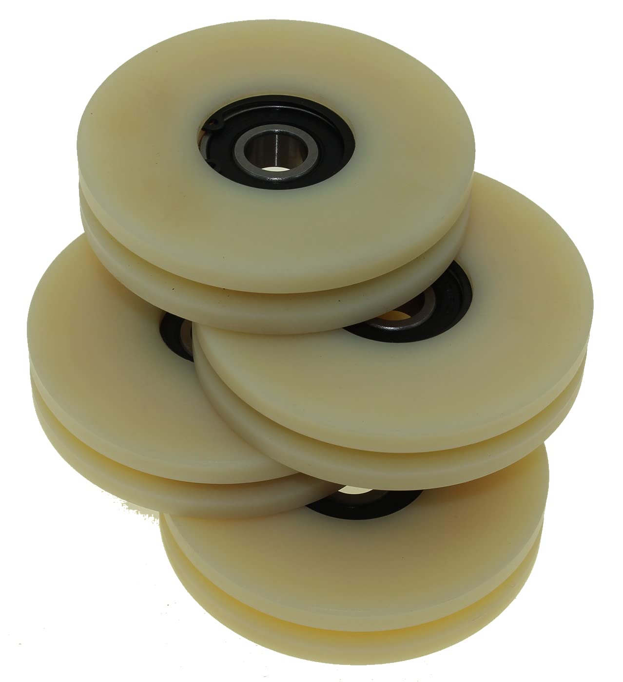 Lot de 4 poulies en nylon avec rainure ronde de 6 mm, diamètre de 80 mm, roulement de 12 mm, capacité de 100 kg, usinées avec précision dans l'UE (80-6-12)