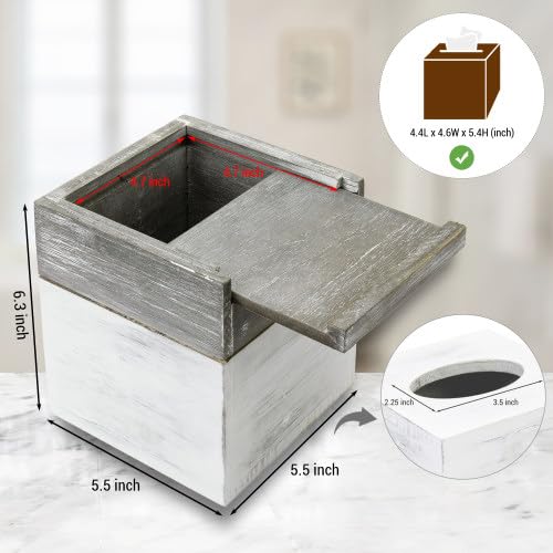 希少✤ DOUBLE SIDED TISSUE CASE COLOR: GRAY Amazon.com: MyGift Tissue Box Cover Square Vintage White and