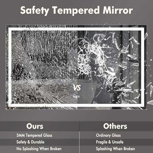 Image of GarveeHome 60x36 LED Bathroom Mirror with Lights, Dimmable, Anti-Fog, Backlit + Front Lit, and 3X Magnification Mirror, Smart Bathroom Vanity Mirror for Wall, Memory Function, Shatter-Proof