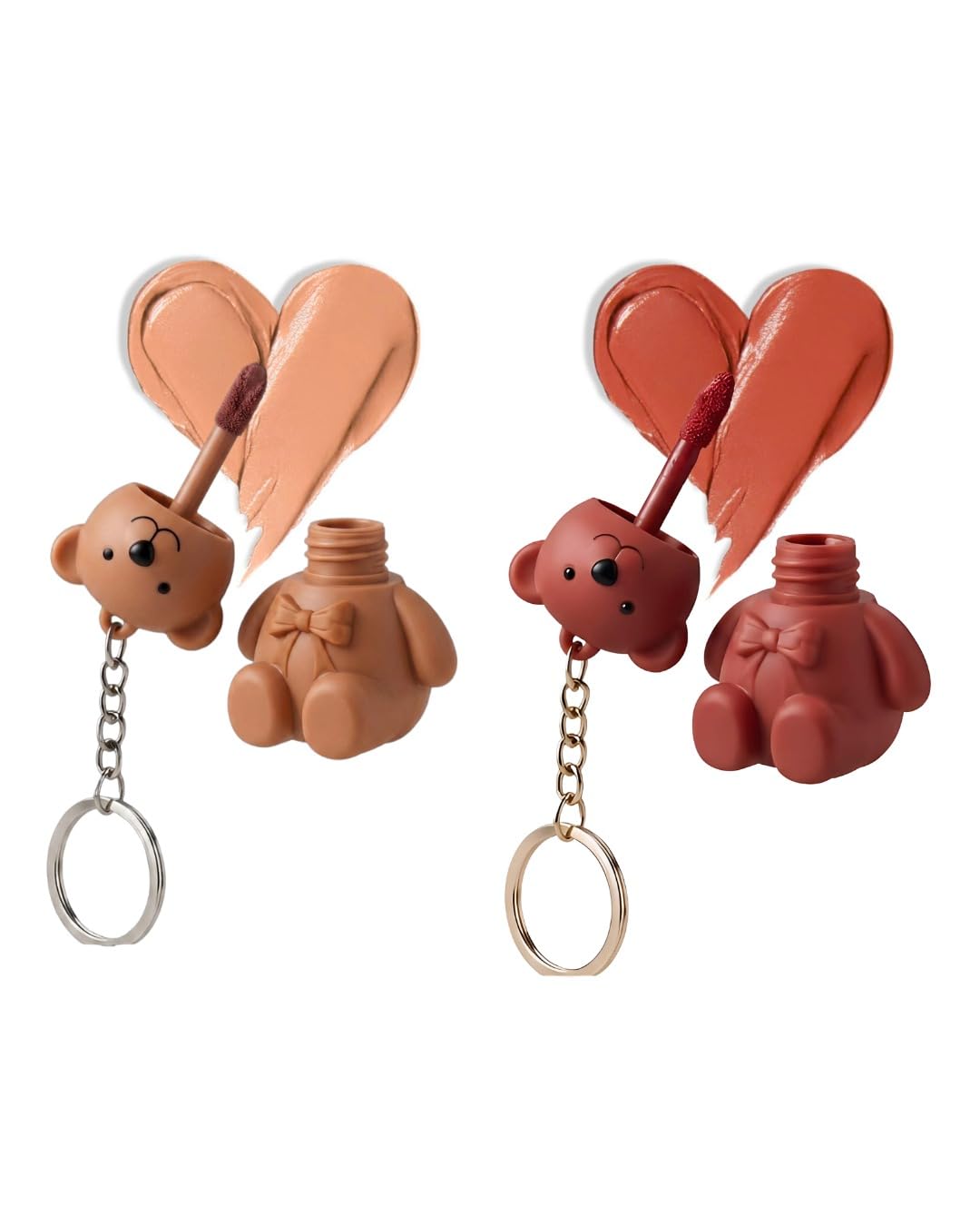 Cute 2in1 Matte Teddy Bear Keychain Lipstick | Long Lasting, Non-Sticky and Non-Drying, Lip Mud Velvet Shades For Lip Plumping Waterproof, Hydrating and Moisturizing Lip Oil (2 Pcs)-image-45