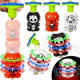 3 Pack Halloween Light Up Spinning Tops with Flash & Music, Pumpkin Mummy Death 4.8 Inch Halloween Spinning Tops Glow In The Dark Toys Gifts for Kids Halloween Goodie Bags Basket Stuffers Party Favors