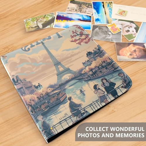 Álbum de fotos grande autoadhesivo, álbumes de scrapbook DIY con cubierta de cuero sintético y diseño personalizado Paris Poster, para fotos de 2×3, 4×6, 5×7 y 6×8 pulgadas miniatura 4
