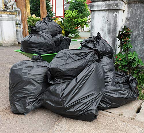 image for Veska 95-96 Gallon Garbage Can Liners │25 Count w/Ties│ Black Heav