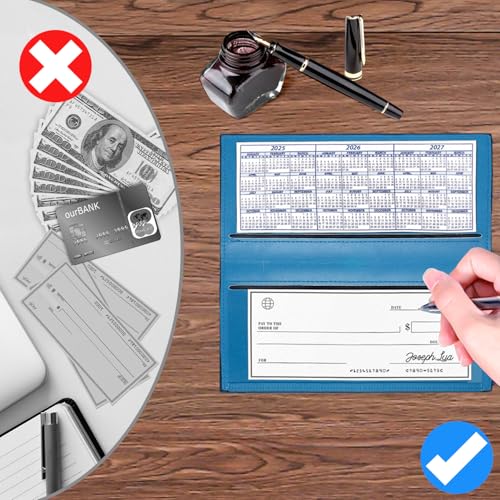 Image of CASMONAL Checkbook Cover for Women & Men, PU Leather Wallet RFID Blocking