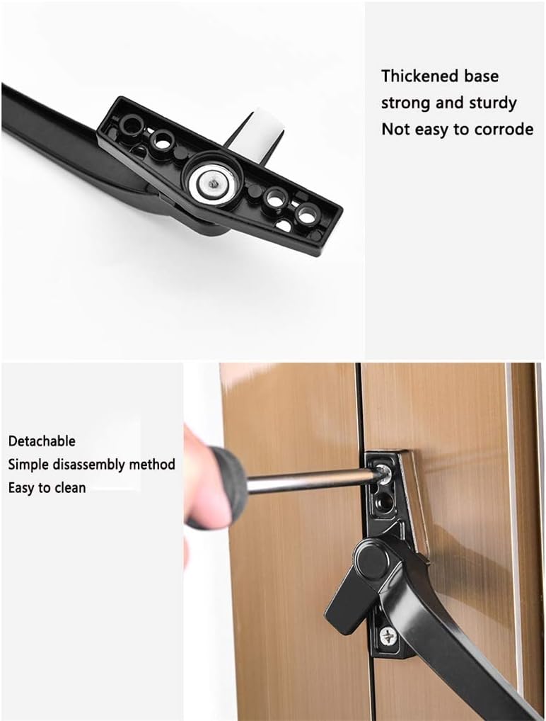 window locking handles, 4 Pieces Door And Window Handles, Polishing Aluminum Alloy White Black Door And Window Lock Push Window Door Handle (Color : Black, Size : 2 pieces) ( Color : Svart , Size ( Co
