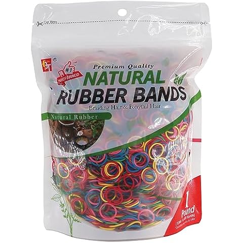 Rubber Bands Hair Band Soft Elastic Hair Accessories Braid Mini Hair Ties Stretchy Hair Ties No Damage Rubber Bands for Hair Made in Vietnam (1 LB - Assorted) Cover