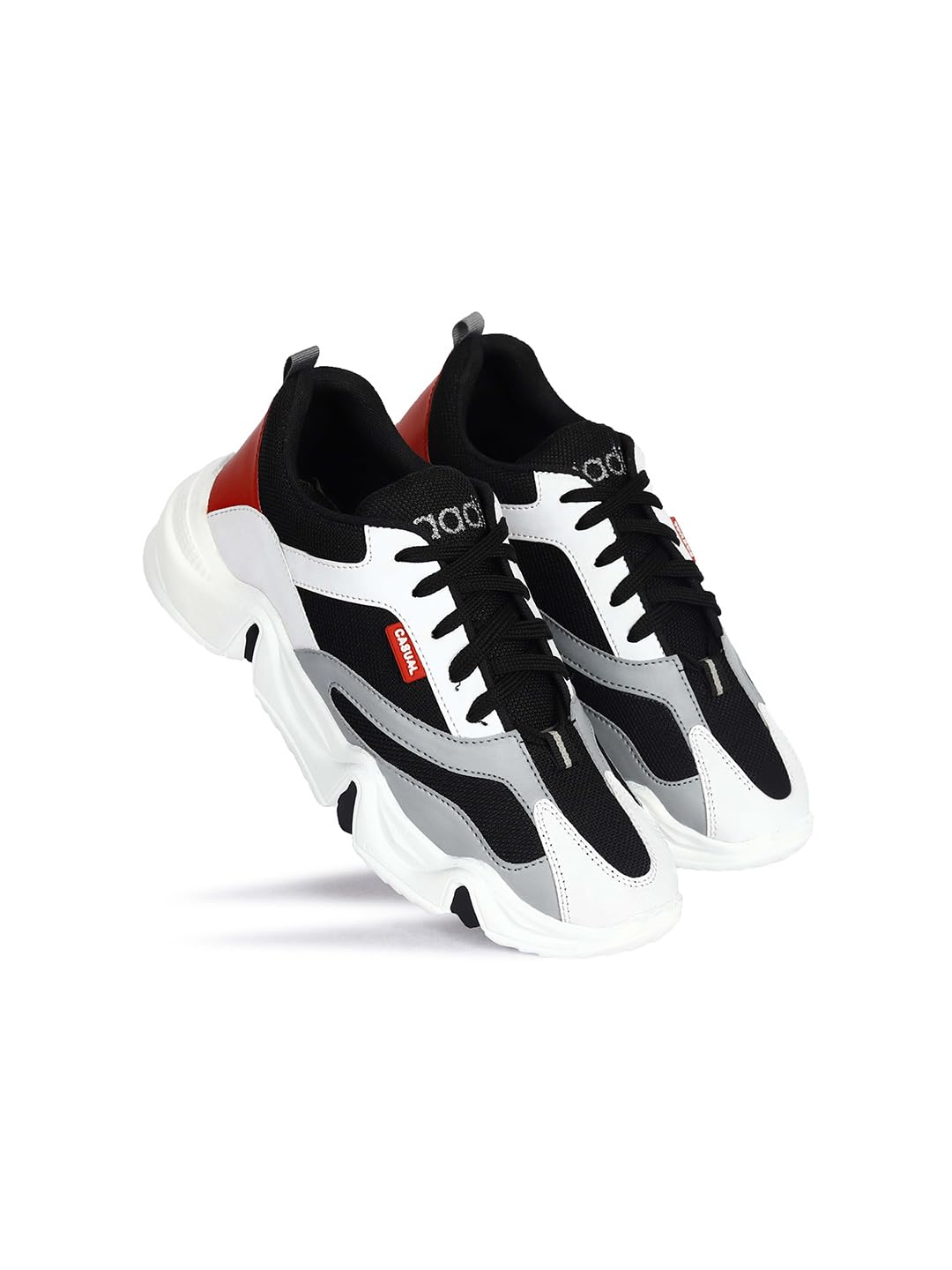 AADI Mens Grey & Red Mesh Leather Outdoor Casual Shoes (B0C9HX8ZMY) Amazon Price History, Amazon Price Tracker