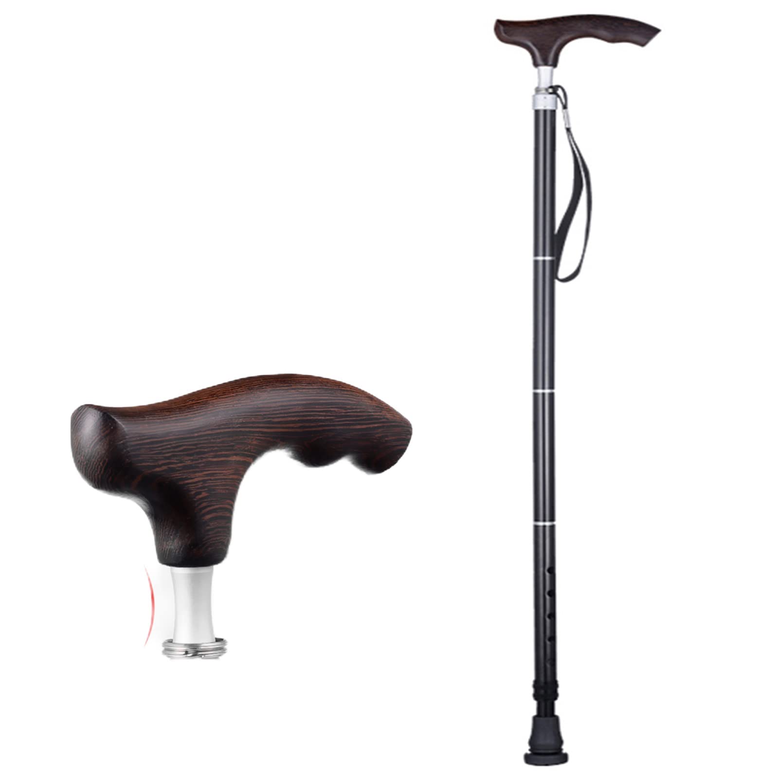Crutches Muleta Ortopédicas de Aluminio para Personas Mayores y Adultos,Regulables en Altura de 5 Niveles,Muleta de Codo Plegables con Acolchada de Madera y Correa para la Muñeca,Soporta hasta 200kg