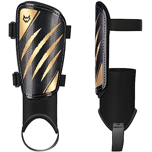WVVOU Shin Pads Kids, Football Shin Guards for Boys and Girls, Shin Guards Football Men with Double Adjustable Straps, Super Impact Resistance, Lightweight, CE Certified