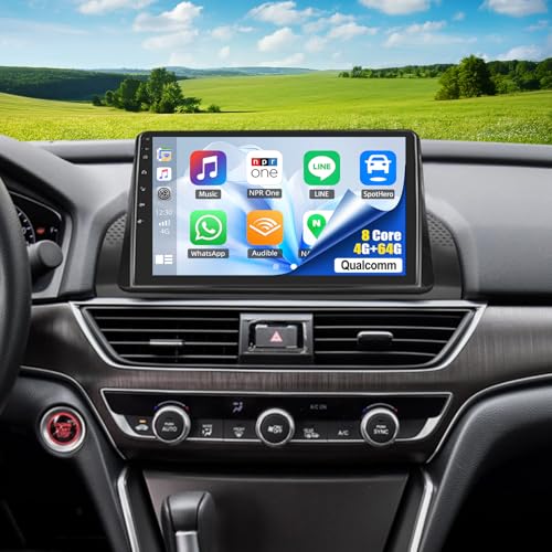 8 Core Android Car Stereo for Honda Accord 10th 2018-2022 with 360°Panoramic Camera 10.1 Inch Touch Screen with CarPlay Android Auto 4G+64G Cooling Fan Weather Forecast UI Design Intelligent Voice