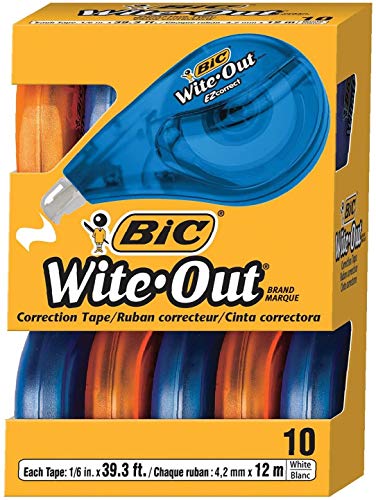 BIC Wite-Out Brand EZ Correct Correction Tape, White, 10-Count - 1 Pack