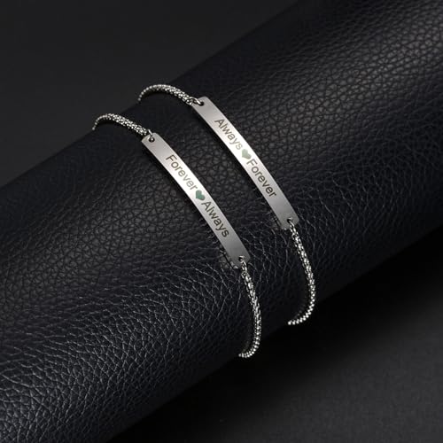 Pulsera de amistad para novios ajustable que conecta corazones de acero 2