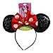 UPD Genuine Minnie Mouse Sparkled Ear Shaped Headband with Red Bow Disney Official Licensed (1 Piece)