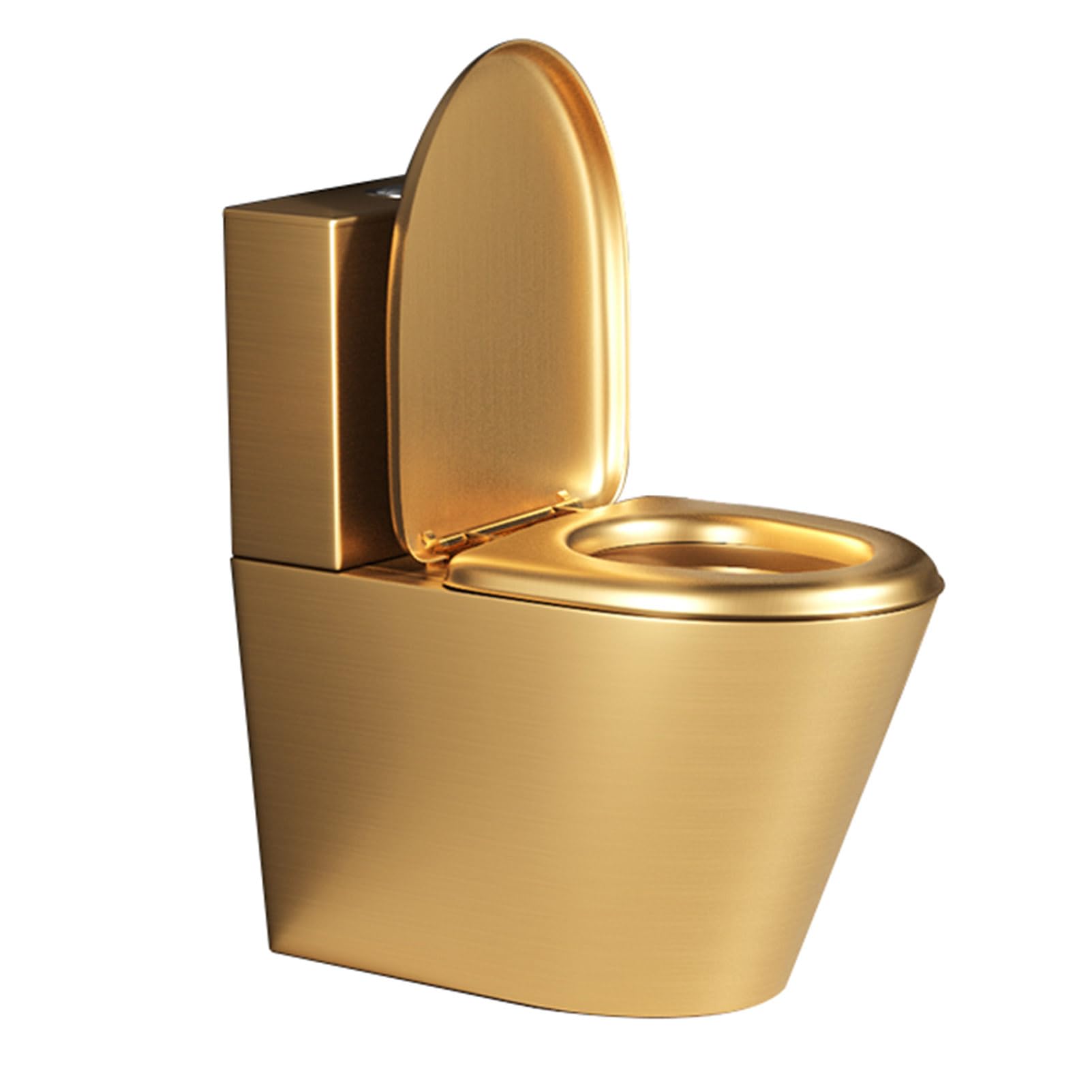 304 Stainless Steel Commercial Toilet,Bathroom High-efficiency Water-saving One-piece Toilet, Soft-Close Seat Toilet Comfortable Dual Flush Siphon Toilet Bowl, for RV,Hospitals, Bars