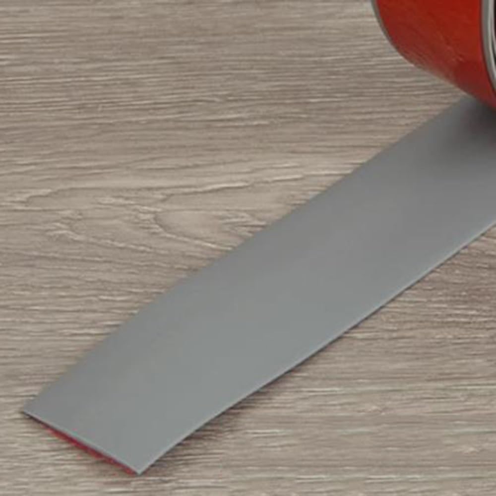 Psmpengamz Gray Floor Transition Strip 2In, Flexible Threshold Strip Self Adhesive, Vinyl Mute Transition Strips Gap Covering, Floor Edging Flat Trim Strips(,10M)