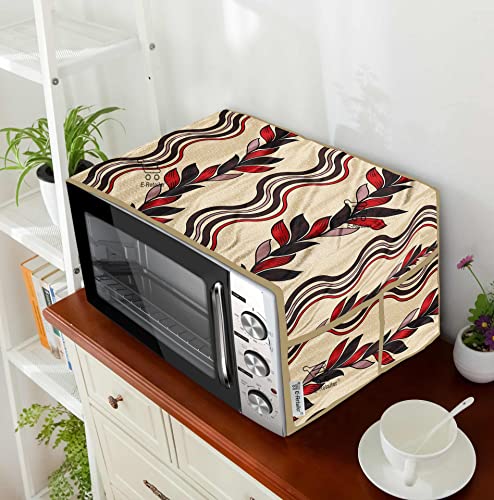 Image of Polyester 3-Layered Microwave Oven Top Cover With 4 Utility Pockets Suitable for Upto 30 Liter (Color- Red, Size-36x14 Inches)