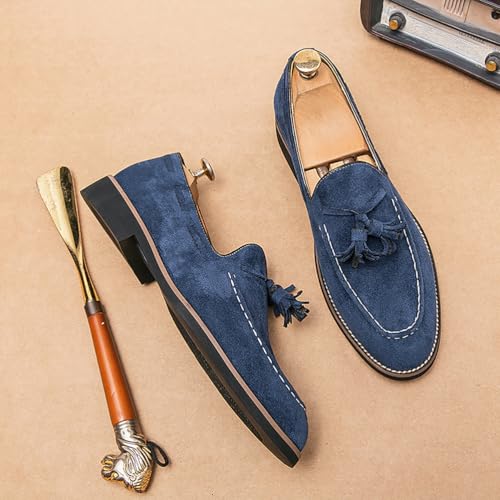 Loafers for Men Casual Moccasins Fashion Suede Lace Slip-On Dress Boat Driving Shoes3
