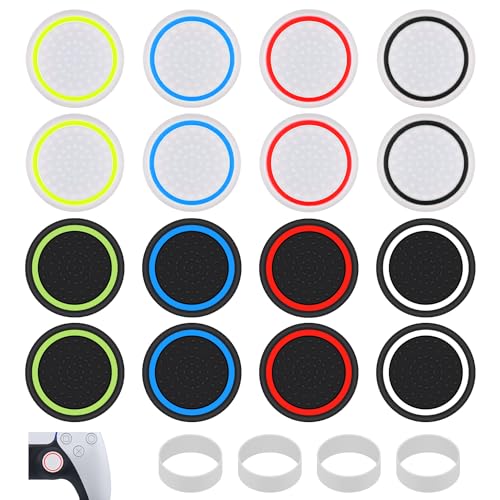 PEUTIER 20stk Controller-Daumengriffe für PS5/4, rutschfest Thumbstick-Griffabdeckung mit Präzisionsringen Silikon-Joystick-Griffkappen Controller-Unterstützung für PS4